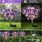 Solar Garden Lights Outdoor, 4 Pack Purple Lavender Solar Butterfly Lights Gardening Gifts for Women, Artificial Flower with Butterfly Purple Garden Decor for Lawn Patio-Warm White