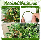 Waipfaru Artificial Plants Outdoor UV Resistant, Realistic Fake Plants Artificial Greenery, Large Bunches Faux Plants for Indoor Outdoor Porch Patio Garden Spring Summer Home Decor (Large 10pcs)