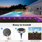 Peasur Solar Ground Lights Outdoor, 8 Pack Flat Solar Powered Disc Lights, IP68 Waterproof, Anti-Rust, Landscape Lighting for Pathway Garden Yard Lawn Walkway Landscape Driveway, Purple