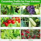 Cucumber Trellis for Raised Bed, 50''x48'' U-Shape Garden Trellis for Climbing Plants Outdoor, Metal Arch Plant Support, Vegetables Trellis for Squash Grape Pea Bean Vines Flower