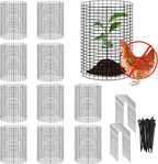 YEXEXINM 10 Pack 12" H X 4" D Wire Small Plant Protector from Animals, 10 PCS Small Metal Plant Cage Chicken Wire Cloche with Ground Stakes and Nylon Tie to Keep Animals Out, Garden Protection