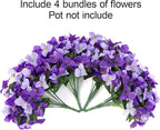 Bouganivillea Spring Artificial Flowers for Outdoors, 4 Bundles Fake Bougainvillea UV Resistant Silk Flowers for Outside Faux Outdoor Plants for Planter Patio Porch Window Garden Home, Mixed Purple