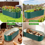 YSEJOMP 17" Tall Outdoor Garden Raised Garden Bed Kits,5ft X 2ft Oval,0.8MM Thick Metal Raised Planter Bed/Ground Planter Box for Variety of Flowers,Herbs,Vegetables (Dark Green, 60X24X16.5 Inches)
