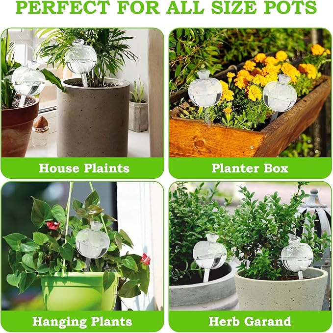 Suyeah 6 Pack Plant Watering Globes Top Fill, Self Watering Planter Spikes Insert, Self Watering Planter Insert Plant Watering Devices Plant Watering Bulbs for Indoor and Outdoor (Pumpkin)