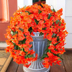 Bougainvillea Artificial Hanging Flowers Plants for Outdoors Decoration, 2pcs Fake Flowers Silk Bougainvillea Vines Realistic UV Resistant Faux Flowers for Outdoor Planters Porch Patio Gardens, Orange