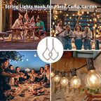 50 Pcs Outdoor Hooks for String Lights,Screw Hooks for Hanging Plants,Ceiling Hooks with Safety Buckle,Square Hanger for Wind Chimes,Bird Feeder,Lanterns,Christmas Decorations (Rose Gold)
