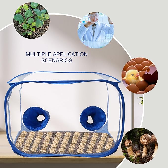 Portable Still Air Box Mycology with Pop Up Mushroom Growing Kit - Ideal for Mushroom Cultivation in Office and Mycology Enthusiasts (Blue)