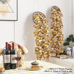8 Pcs x 8.2 ft Flower Garland Artificial Rose Vine Flowers with Green Leaves Hanging Fake Roses Vine for Room Party Home Wedding Birthday Christmas Wall Arch Decor, Champagne Pink Flower