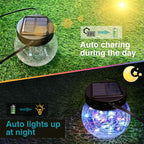 kolpop 6 Pack Solar Lantern Outdoor Lights, Multi-Coloured Solars Lanterns with 30 LED, Crackle Glass Ball Waterproof Hanging Solar Lights for Garden Decor Patio Fence Yard Christmas Tree Decoration