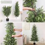 4FT Real Touch Cedar Topiary Trees for Front Porch Decor, Artificial Shrubs Faux Plants Potted UV Resistant Fake Greenery for Outdoor Indoor Door Garden Farmhouse Home Decoration (Set of 2)