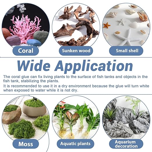 1DFAUL Aquarium Glue Fish Safety, 25Pcs Coral Reef Glue for Plants Moss, Coral, Stone, Wood Aquascaping, Quick Drying (25)