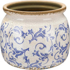 Vintage Planter Large Ceramic Plants Pot Blue Chinoiserie Crack Cottage Scroll Vase Flower Vase Pot Indoor Plants Home Kitchen Decor Farmhouse Antique Decorative Gift