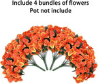 Artificial Flowers for Outdoors Spring Summer Porch Decor, 4 Bundles Fake Bougainvillea Realistic Silk Flowers for Outside UV Resistant Faux Outdoor Plants for Planters Patio Yard Balcony Home, Orange