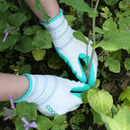 COOLJOB 10 Pairs Gardening Gloves for Women Ladies, Breathable Rubber Coated for Yard Garden, Outdoor Indoor Protective Work with Grip, Medium Size, Red & Green