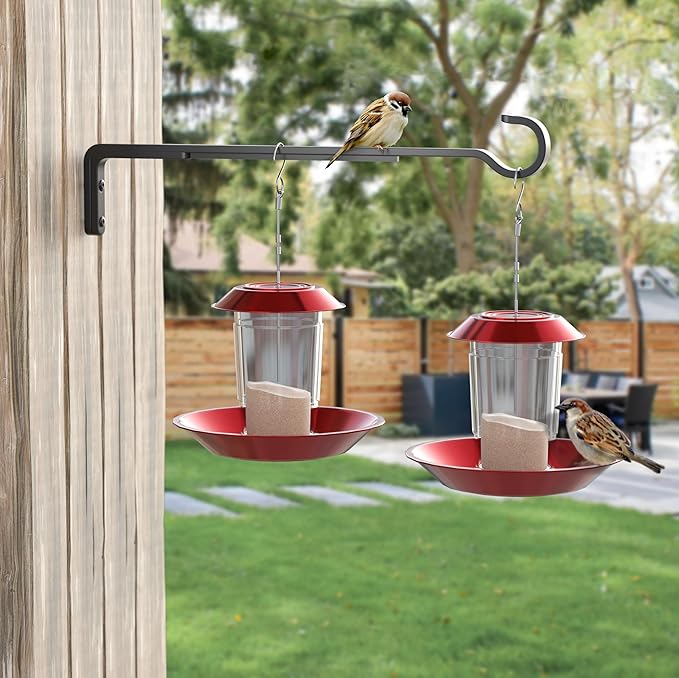 Saffruff 8 Inch 2 Pack Black Heavy Duty Outdoor Plant Hangers, Iron Hanging Plant Brackets for Hanging Plants Outside, Metal Plant Hooks Plant Wall Hooks for Hanging Lantern, Bird Feeder