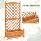 HAPPYGRILL Raised Garden Bed with Trellis, Large Planting Box w/Drainage Holes, 60” Wooden Garden Planter w/Diamond Lattice Trellis for Climbing Plants, Outdoor Planter Box for Patio (2, Orange)