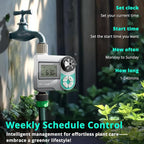 QUOBAS Weekly Plan Sprinkler Timer with Metal Inlet & Outlet, Water Timer for Garden Hose with Rain Delay/Manual Watering/Automatic Watering Controller System for Watering Lawn, Yard, Garden