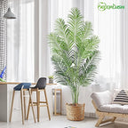Artificial Palm Tree 7ft Tall Fake Palm Tree Indoor Decor with 18 Leaves and Real Bark Design Faux Tropical Areca Palm Silk Floor Plant in Pot for Home Office Living Room Bedroom Decor 1pcs