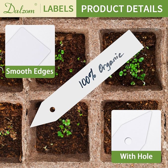 Dalzom® 300Pcs 4" Plant Labels with Marker Pen, Waterproof Plastic Plant Tags for Outdoor Seedlings Vegetable Garden Signs Markers Label Stakes (Multicolor)