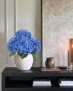 DuHouse 3Pcs Hydrangea Artificial Flowers,Latex Real Touch Hydrangeas with Long Stems & Leaves for Home Decor Party Floral Arrangements Wedding Bouquets Centerpieces(Dark Blue)