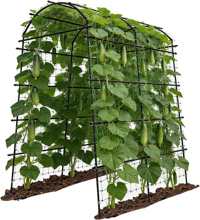 Garden Arch Trellis for Climbing Plants, Adjustable Tunnel Trellis 7.4FT Tall & 5.7 FT Depth, Metal Plant Support Garden Trellis Arch for Outdoor Climbing Vine,Vegetable, Fruit, Flower