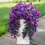 HyeFlora Bougainvillea Artificial Hanging Flowers Plants for Outdoors Decoration, 2pcs Fake Flowers Silk Bougainvillea Vines Realistic UV Resistant Faux Flowers for Outdoor Planters Porch Patio, Mix