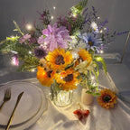 Sunflower Fake Flowers in Vase, Wildflowers Artificial Flowers with Vase for Table Centerpieces Decor, Silk Flower Bouquet Faux Arrangements Kitchen Bathroom Wedding Cemetery Gravesites Decoration