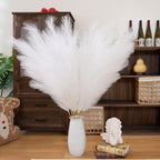 Premium Faux White Pampas Grass Decor 8pcs 43.3″ – Pure Cream Tall Fluffy Feather Flowers, No Assembly 18-Branch One-Piece Stems for Wedding Boho & Minimalist Home Decor, Floor Vase Arrangement