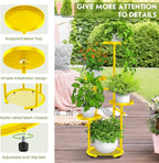 TOSKING 5-Tier Metal Plant Stand, Anti-Tip Round Base for Pots, Child & Pet Friendly, Space Saving Corner Shelf Flower Pot for Indoor Outdoor Use, Living Room Balcony Garden Patio Bedroom (Yellow, 38in)