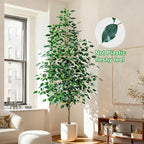 Bailikang 7FT Artificial Ficus Trees Indoor Faux Trees Indoor Fake Floor Plants Tall Artificial Tree with White Pot Faux Tree Fake Indoor Tree Silk Plants Artificial Trees for Home Decor Indoor