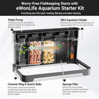 3.5 Gallon Betta Fish Tank, All in One Aquarium Starter Kits with Back Filter, Adjustable Pump, 25W Heater, LED Thermometer, LED Light with Timer & Water Changer Kit, Gifts for Mom Wife