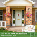 2 Set Artificial Flowers Hanging Plants in Basket,Artificial Hanging Flowers for Outdoor Indoor Decor,UV Resistant hanging Baskets with Fake Flowers for Spring Summer Patio Garden Porch Deck Decor