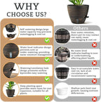 ZMTECH 10 Inch Self Watering Pots for Indoor Outdoor, Bronze Large Plastic Planter with Water Level Indicator, Drainage Hole & Removable Saucer for Garden Flowers, Decorative Plant Container