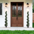 THE BLOOM TIMES 5ft Spiral Artificial Topiary Trees Set of 2, Faux Cedar Trees for Outdoor Planters - Fake Twist Cypress Plants for Garden Front Porch Indoor Outside Christmas Decor 5 Foot