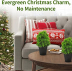 2 Pack Realistic Artificial Potted Plants Simulation Welcoming Pine,9.5" Small Faux Greenery for Desk Office Home Christmas Decorations, Pet Friendly Faux Cedar Shrubs in Pot (Maintenance Free)