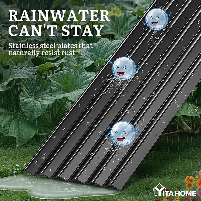 YITAHOME 6x3x1.5ft Large Raised Garden Bed Kit, Galvanized Metal Planter Box with Gloves, Support Rod, Outdoor Above Ground Planters for Plants, Vegetables, Flowers, Black
