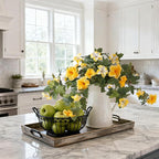 Ammyoo Artificial Fake Petunia Flowers for Outdoor Decoration, 2PCS Faux Silk Petunias Flower for Spring UV Resistant No Fade Realistic Plants for Garden Balcony Yard Porch Indoor Decor(Yellow White)