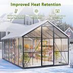 Wanan 8x14FT Greenhouses for Outdoors, Quick Assembly Polycarbonate Green House with UV Protection, Windproof Aluminum Frame Heavy Duty, Adjustable Roof Vent for Backyard or Outdoor Garden Use