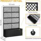 52’’ H Garden Planter Box with Trellis Outdoor for Vine Climbing Plants, Flowers Handwoven Rattan Garden Bed with Removable Liners for Backyard Patio Balcony