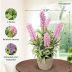 3 Colors Artificial Lavender Flowers Potted, Mini Fake Lavender Greenery, Indoor Fake Floral Decor for Home Office Desk Table Decoration