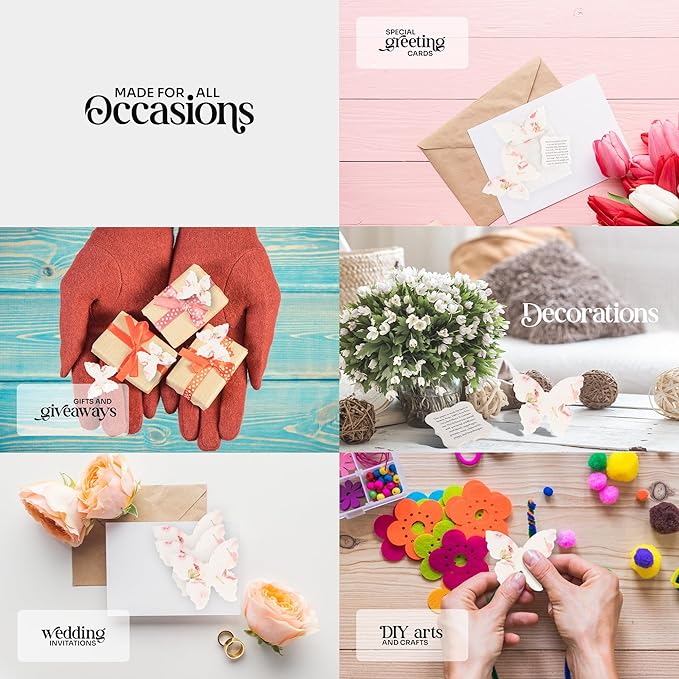 Set of 24 Pink Butterfly Seed Paper – Writable & Plantable Wildflower with Envelopes & Planting Guides, Mom's Gift for Mother’s Day, Use for Wedding, Baby Shower, Party Favors & Easter Decorations