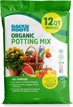 Back to the Roots All-Purpose Potting Mix 6 Quarts (Best Value), 100% Organic & USA Made for Herbs, Veggies, Flowers, w/Nutrient Rich Plant Food, Worm-Castings, & Moisture Controlling Yucca, 2 Packs