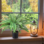 Fake Ferns Potted Plant, Artificial Boston Ferns in Pot, 24 Leaves for Outdoors & Indoor Faux Boston Bush Plant Artificial Greenery Patio Garden Farmhouse Windowsill Porch Home Decor