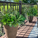 Artificial Plants Faux Greenery for Outdoor Porch Planter, UV Resistant Fake Realistic Large Shrubs Bushes Plastic Green Filler for Spring Outside Front Door Patio Decoration, 8 Bundles