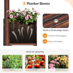 VINGLI Wooden Garden Arbor with Planter, Wedding Arch for Ceremony, Wood Garden Arbour Trellis for Plant Climbing, Pergola for Garden Backyard, Lawn, Outdoor (Carbonized Wood)