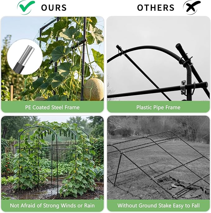 DoCred Tall Garden Arch Trellis for Climbing Plants, 87in Tall Metal Plant Support Trellis Archway for Climbing Vine Vegetable/Fruit/Flower Outdoor Yard Lawn Garden Arch Tunnel Trellis