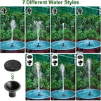 Jutai 24-Hours Working Bird Bath Fountains Electric, Adjustable Quiet Water Fountain Pump with LED Lights for Garden,Small Fish Tank, Pond,Water Features - 7 Nozzles,16.4Ft Power Cord