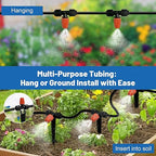 Mist Drip Irrigation System for Garden Watering 60FT, 1/2" & 1/4" Quick-Connect Micro Misting kit for Greenhouse, Plant, Lawn, Raised Bed, Vegetable, Flower. Hanging or Inground Misters Sprinkler