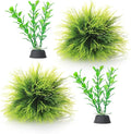 4 Pcs Silk Plants for Fish Tank, Realistic Aquarium Plants Live Decor with Weighted Base, Green Aquascaping Accessories for Betta Tanks, Reptile Terrariums, and Freshwater Setup