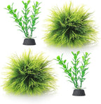 4 Pcs Silk Plants for Fish Tank, Realistic Aquarium Plants Live Decor with Weighted Base, Green Aquascaping Accessories for Betta Tanks, Reptile Terrariums, and Freshwater Setup